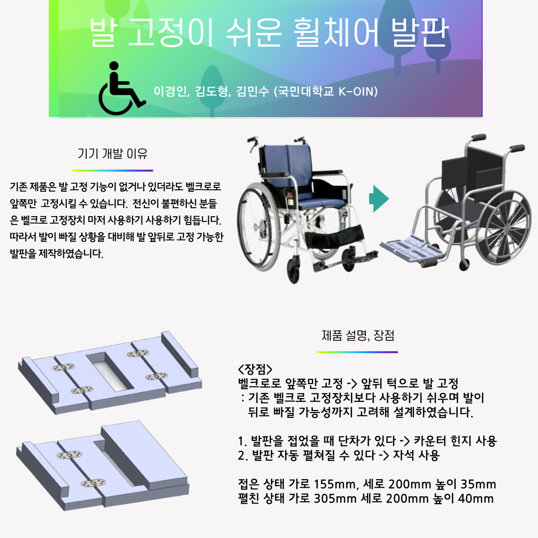 발 고정이 쉬운 휠체어 발판